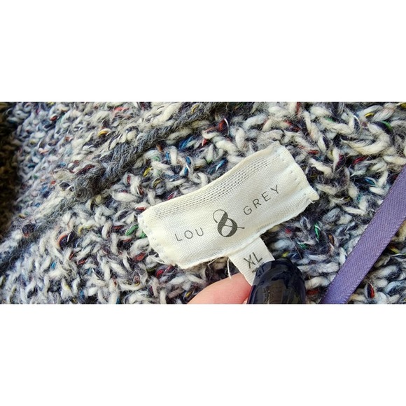 Lou & Grey Plus Size Cardigan Sweater XL Chunky Multi Speckle Gray Shawl Collar - Picture 6 of 7